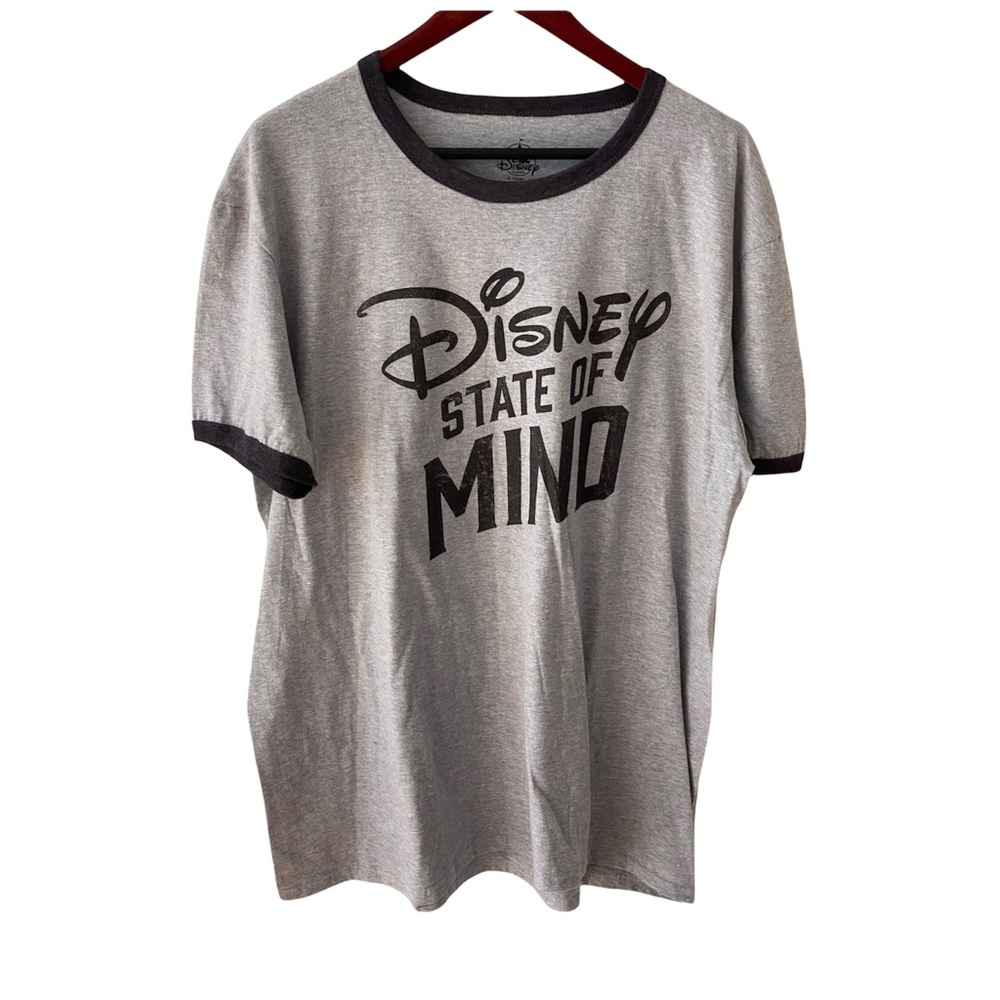 Retro Disney Parks State of Mind Ringer Shirt Gray Black XL Mens Unisex Mickey